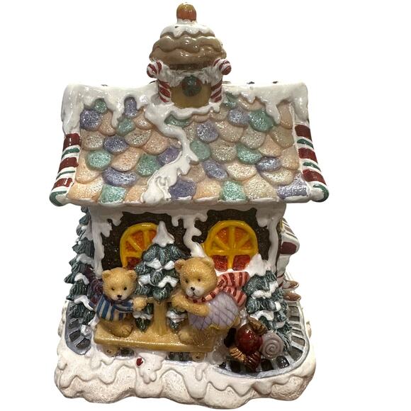 Fitz and Floyd Retired 2002 Candy Lane Santa's Railroad Station Holiday Musical - Picture 3 of 6